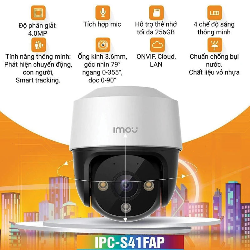 Camera IP PT Full Color 4.0MP iMOU IPC-S41FAP POE